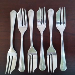 Six Vintage Dorchester Silver Plate "Coronation" Cocktail Forks